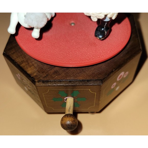 Kurt Adler Musical We Wish You a Merry Christmas Girl Boy Dog Rotate Wood 1983 - Picture 4 of 16
